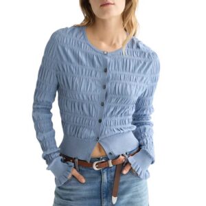 Scotch & Soda Smocked Crewneck Cardigan