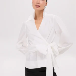 Tuckernuck White Tie Front Bow Bea Blouse