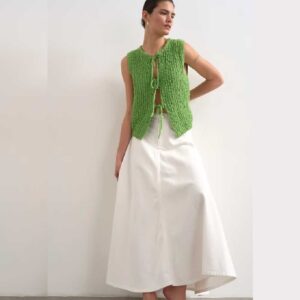Topshop denim maxi front yoke skirt in white