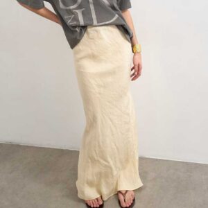 Topshop super soft cupro bias midi skirt in buttermilk