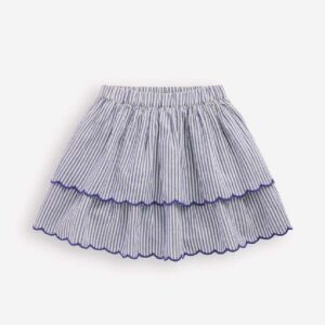 Trim Detail Skirt Blue and Ivory Stripe
