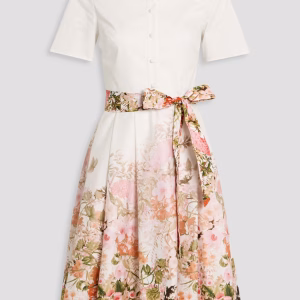 MIKAEL AGHAL Floral-print cotton-blend poplin shirt dress