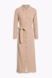 MELISSA ODABASH Margot frayed cotton-gauze maxi dress