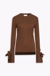 3.1 PHILLIP LIM Tie-detailed ribbed wool-blend sweater
