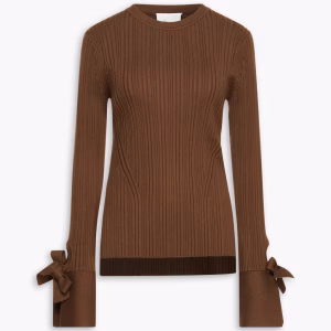3.1 PHILLIP LIM Tie-detailed ribbed wool-blend sweater
