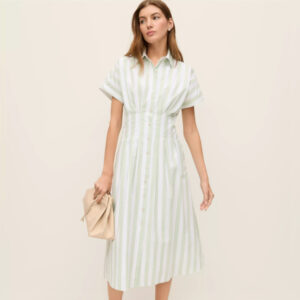 Weekend Striped Maxi Shirtdress Aqua Foam