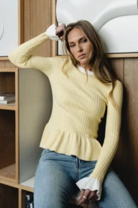 Berkley Peplum Top in Yellow