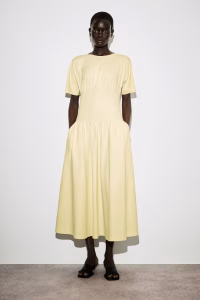 Waisted Cotton Midi Dress