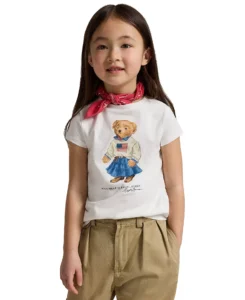 Polo Ralph Lauren Girls’ 2T-6X Polo Bear Printed Short-Sleeve T-Shirt