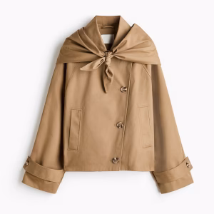 Short Trench Coat with Scarf