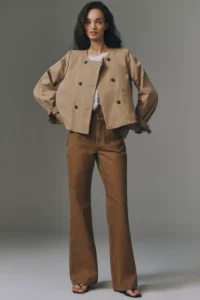 Maeve Double-Breasted Crop Trench Coat