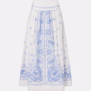 Self-Portrait Embroidered cotton midi skirt