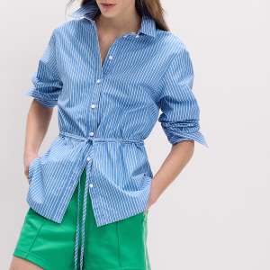 Pure Cotton Striped Drawstring Shirt