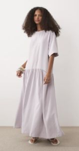 ASOS DESIGN dropped waist midaxi t-shirt dress in lilac