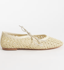 Glamorous woven ballet flats in natural