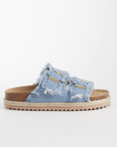 South Beach double buckle espadrille sandals in light blue