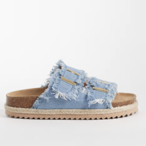 South Beach double buckle espadrille sandals in light blue