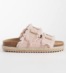 South Beach double buckle espadrille sandals in light pink