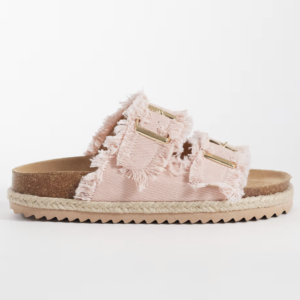South Beach double buckle espadrille sandals in light pink