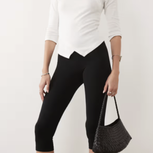 ASOS DESIGN 3/4 sleeve asymmetric button up top in white