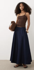 ASOS DESIGN denim circle hem midaxi skirt in rinse wash