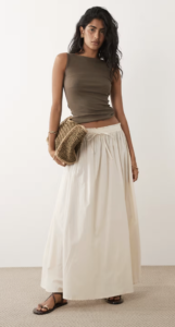 JDY pleated maxi skirt in cream