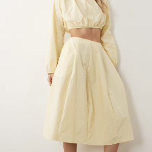 ASOS DESIGN techy volume circle skirt set in buttermilk