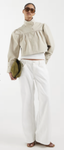 ASOS DESIGN funnel neck cropped volume jacket in stone