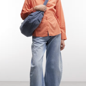 Reclaimed Vintage tie side shirt in orange poplin