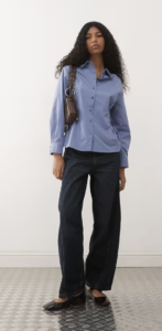 Reclaimed Vintage shirt with ruching adjustable fitted tie detail in blue