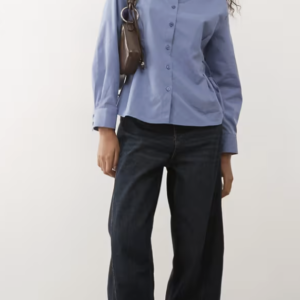Reclaimed Vintage shirt with ruching adjustable fitted tie detail in blue