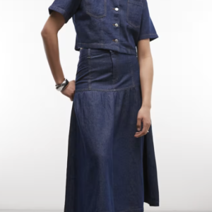 Reclaimed Vintage denim drop waist maxi skirt in indigo - part of a set