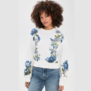 ALICE + OLIVIA Russell Embellished Relaxed Crew Neck Sweatshirt