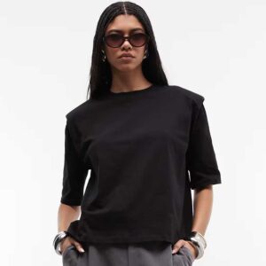 ASOS DESIGN regular fit tee with sharp shoulder pad detail