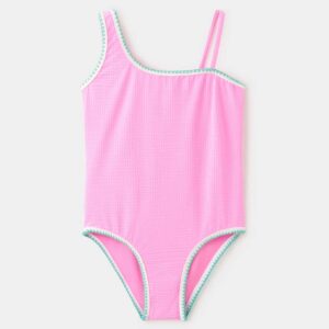 Asymmetrical swimsuit with contrasting details
