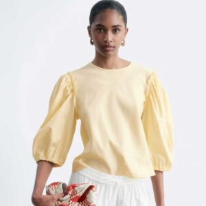 Balloon-Sleeve Jacquard Blouse