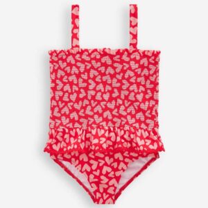 Boden Red Peplum Smocked Heart Swimsuit