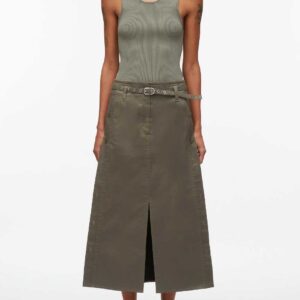 Buttoned Side Utility Skirt Army