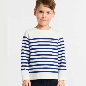 Child cotton jersey Breton tee - white/blue