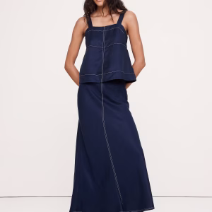 Viscose-Linen Bias-Cut Maxi Skirt