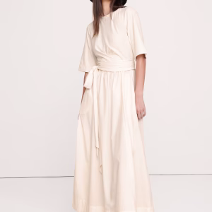 Cotton Poplin + Jersey Twisted Maxi Dress
