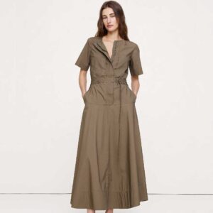 Cotton Poplin Shirt Dress Campground Green