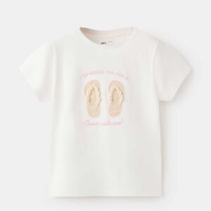 Cotton T-shirt with shell details Off White