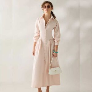 Daisy Street Rhubarb Drop Waist Shirt Maxi Dress