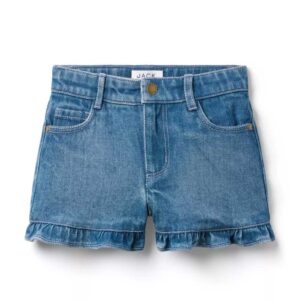 Denim Ruffle Cuff Short In Medium Wash