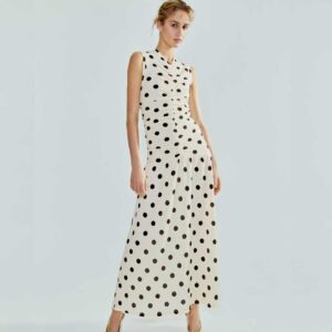 Draped Jersey Dress Cream/polka dot