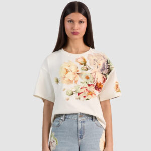 EVAN APPLIQUE OVERSIZED TEE ecru/multi