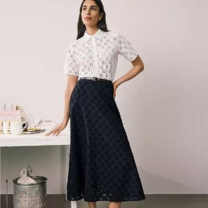Eyelet Full Midi Skirt Night Sky