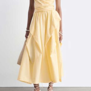 Gathered Cotton Midi Skirt