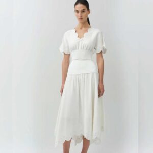 Haven Embroidered Linen Knit Skirt